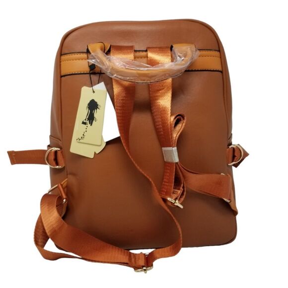 Brown and Khaki Large Square Backpack Purse main image 8